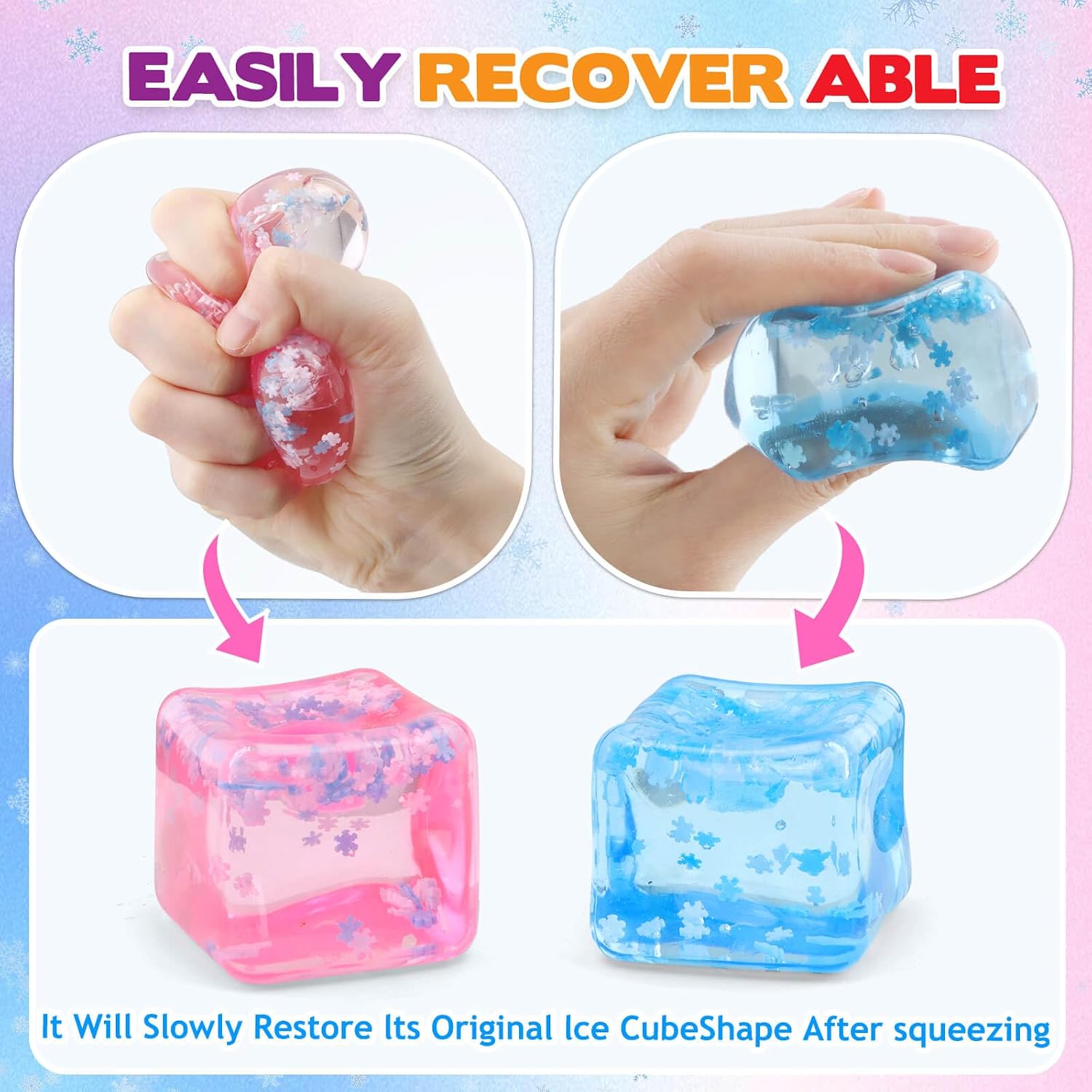 Thumbnail 3 de Chridark Ice Cube Fidget Toys – 2-Pack Sensory Squishy Stress Cubes (Blue & Pink)