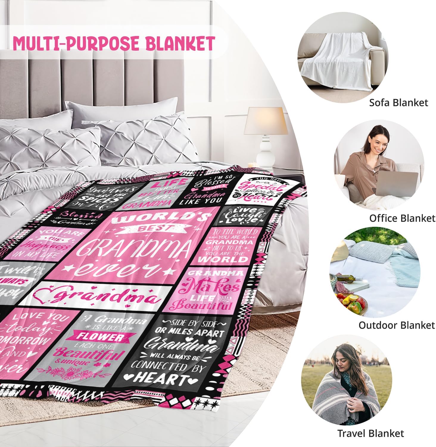 Thumbnail 5 de Warmiso Grandma Birthday Gifts – World's Best Grandma Ever Blanket (50x60 in)