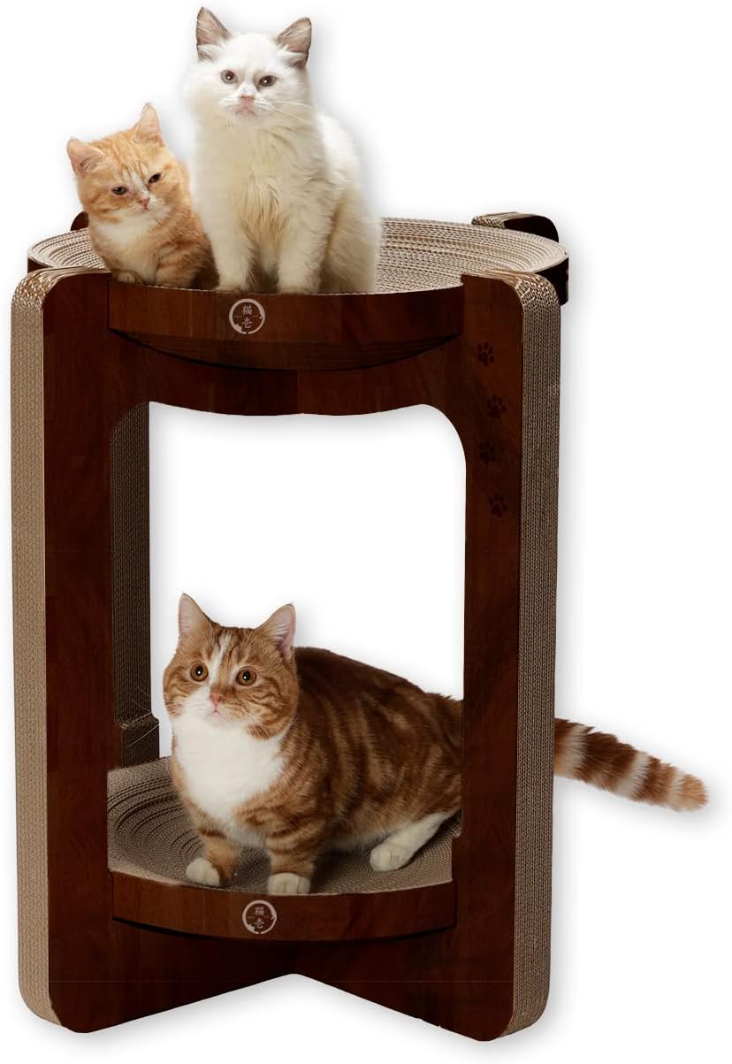 猫壱 バリバリボウルタワー XL ダークブラウン 猫用爪とぎ・ベッド