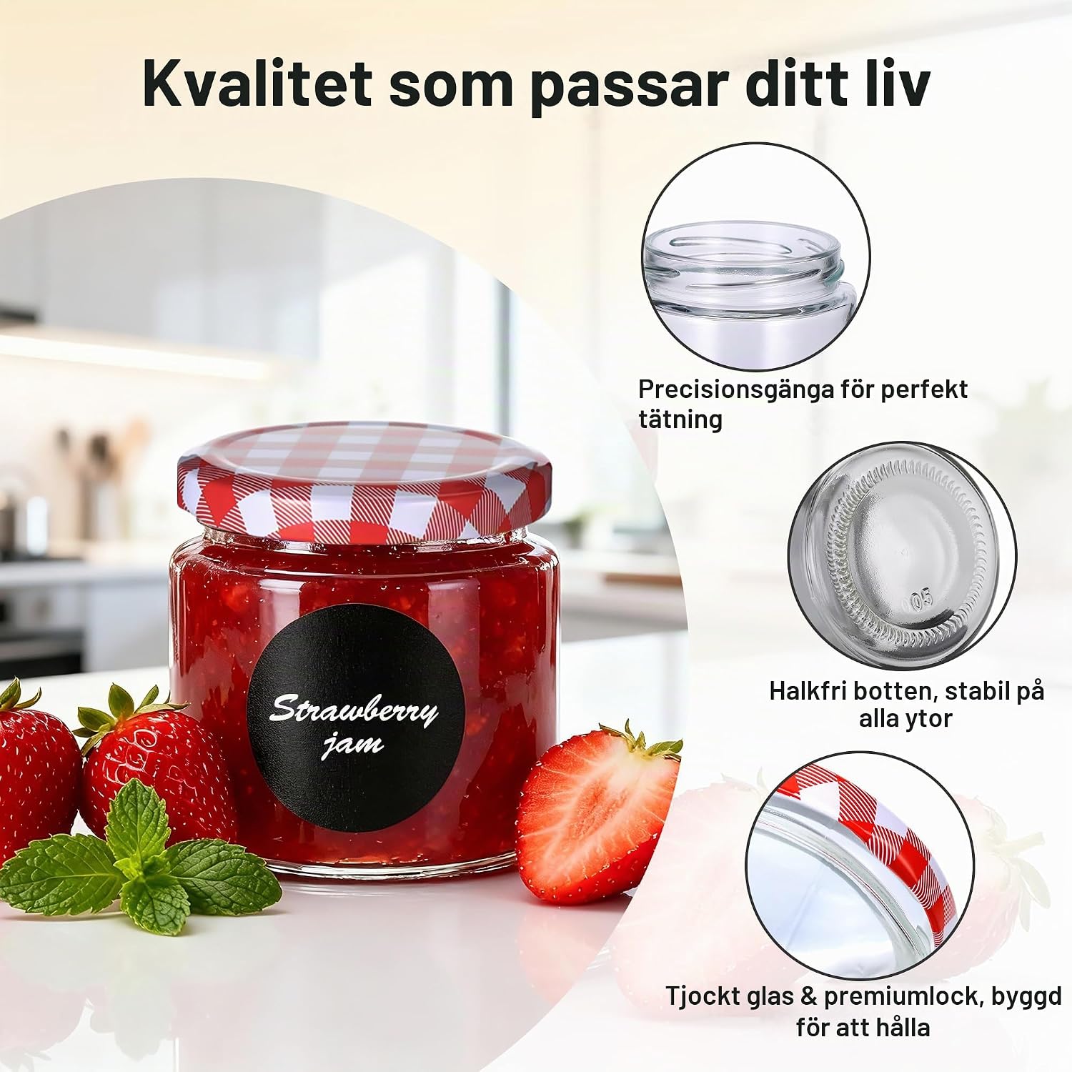 Detalle de Hejo syltburkar, 12-pack à 150 ml med skruvlock i glas