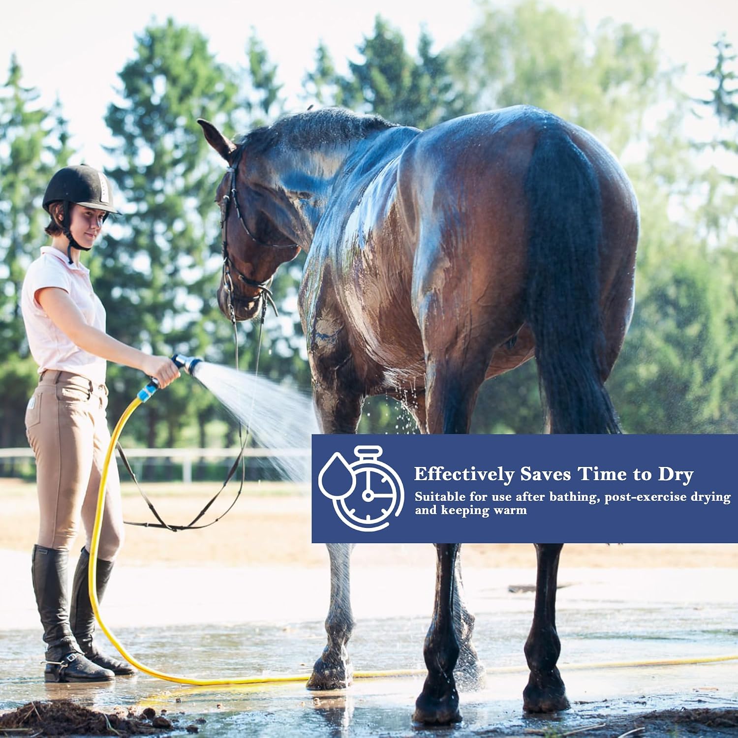 Detalle de Fleece Horse Rug – Breathable Moisture-Wicking Cooler Rug with Adjustable Neck (Mint Green, 6'3")