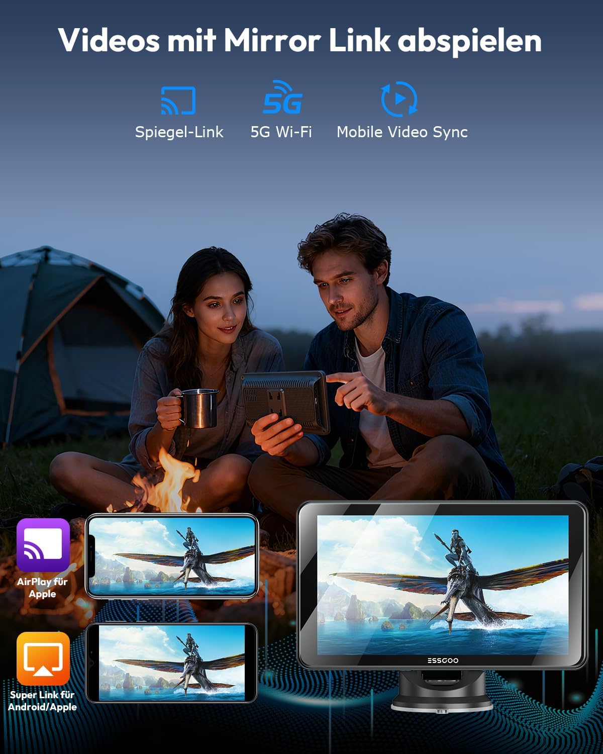 Thumbnail 3 de ESSGOO Carplay Android Auto Display 7 Zoll