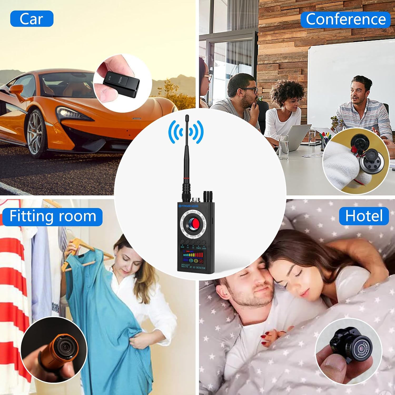 Detalle 1 de FOWARD GAUSS Hidden Camera Detector with Adjustable Sensitivity and LED Display