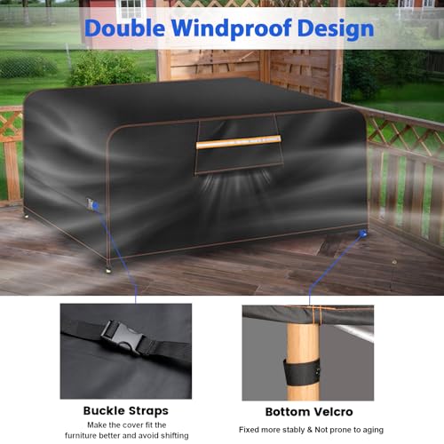 Detalle de Housse Table de Jardin avec Évents d’Air 420D Oxford – Aoretic 180x120x74 cm