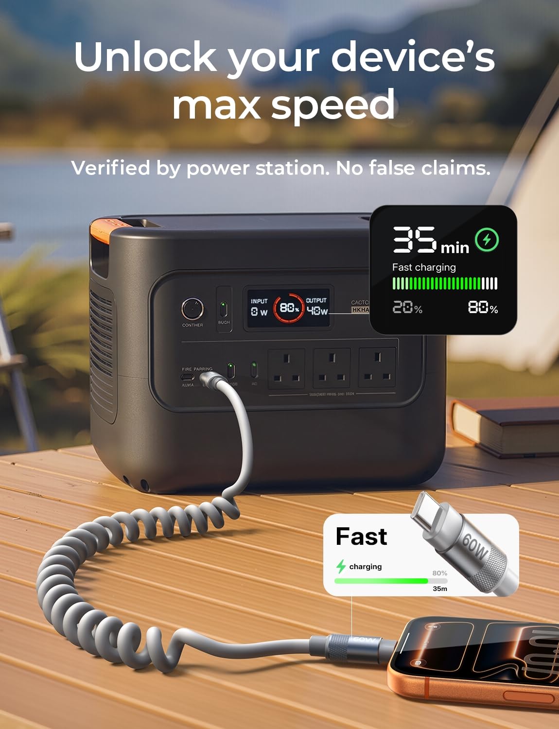 Thumbnail 1 de LISEN Coiled USB-C Cable, Short Neat 2 Pack: 60W USB-C to USB-C Fast Charging for CarPlay & Android Auto