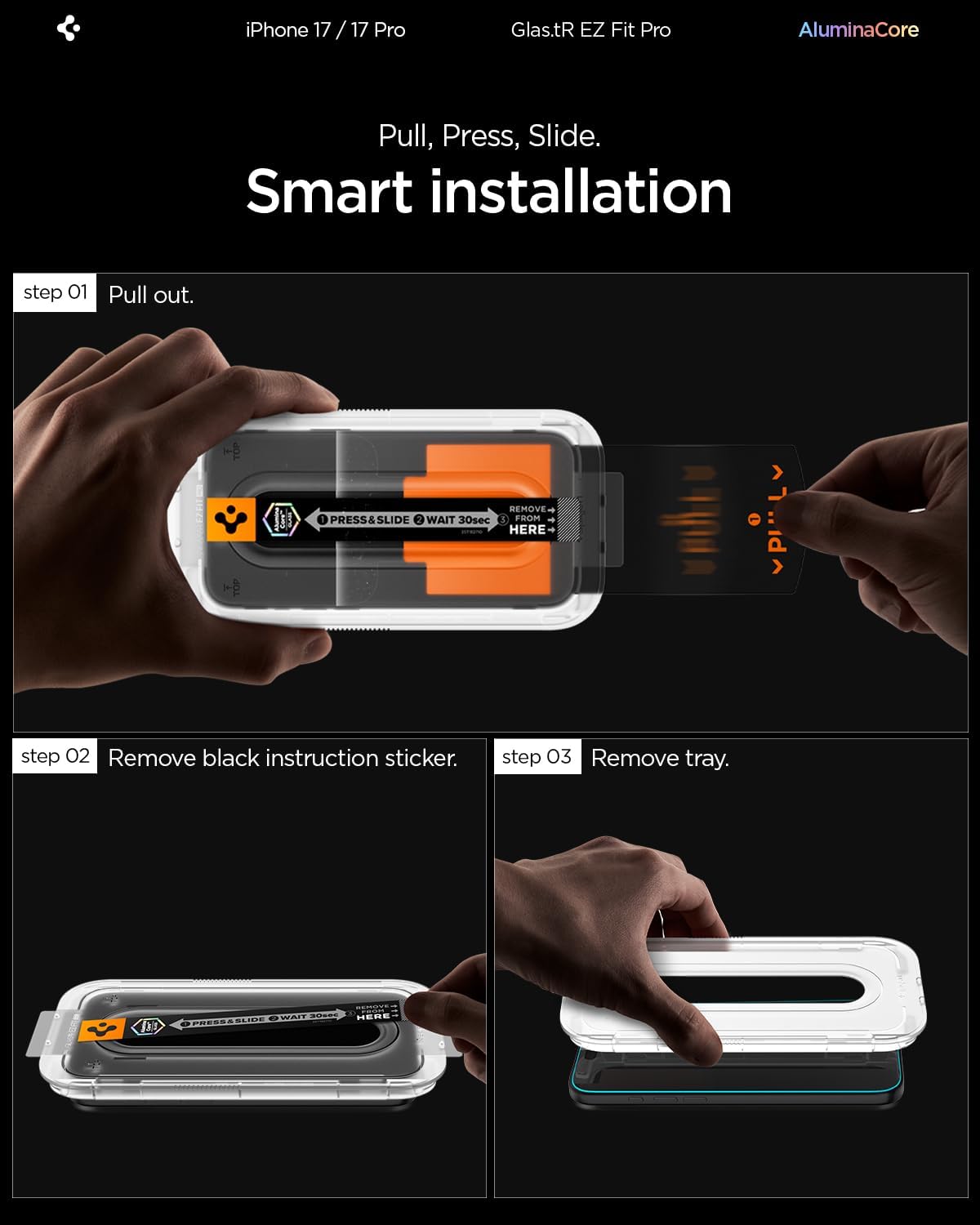 Thumbnail 6 de Spigen Glas.tR EZ Fit Pro — Verre trempé pour iPhone 17 / 17 Pro / 16 Pro (2 pièces)