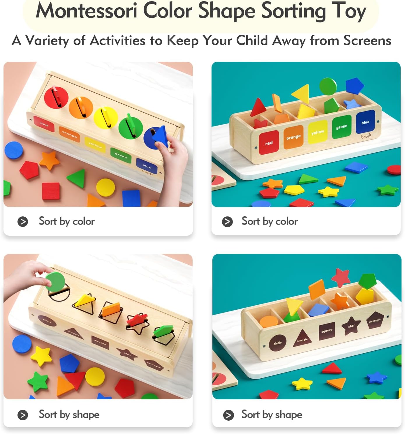 Detalle 2 de Dailyfunn Montessori Toys Color & Shape Sorting Box for Toddlers 🎲