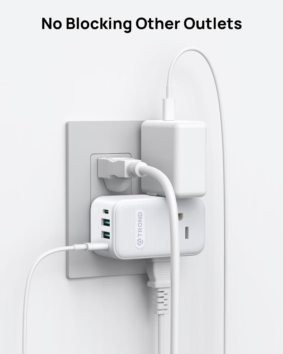 Thumbnail 4 de TROND TD-EA-US24S Outlet Extender, 3 AC Outlets, 4 USB Ports, 360° Plug