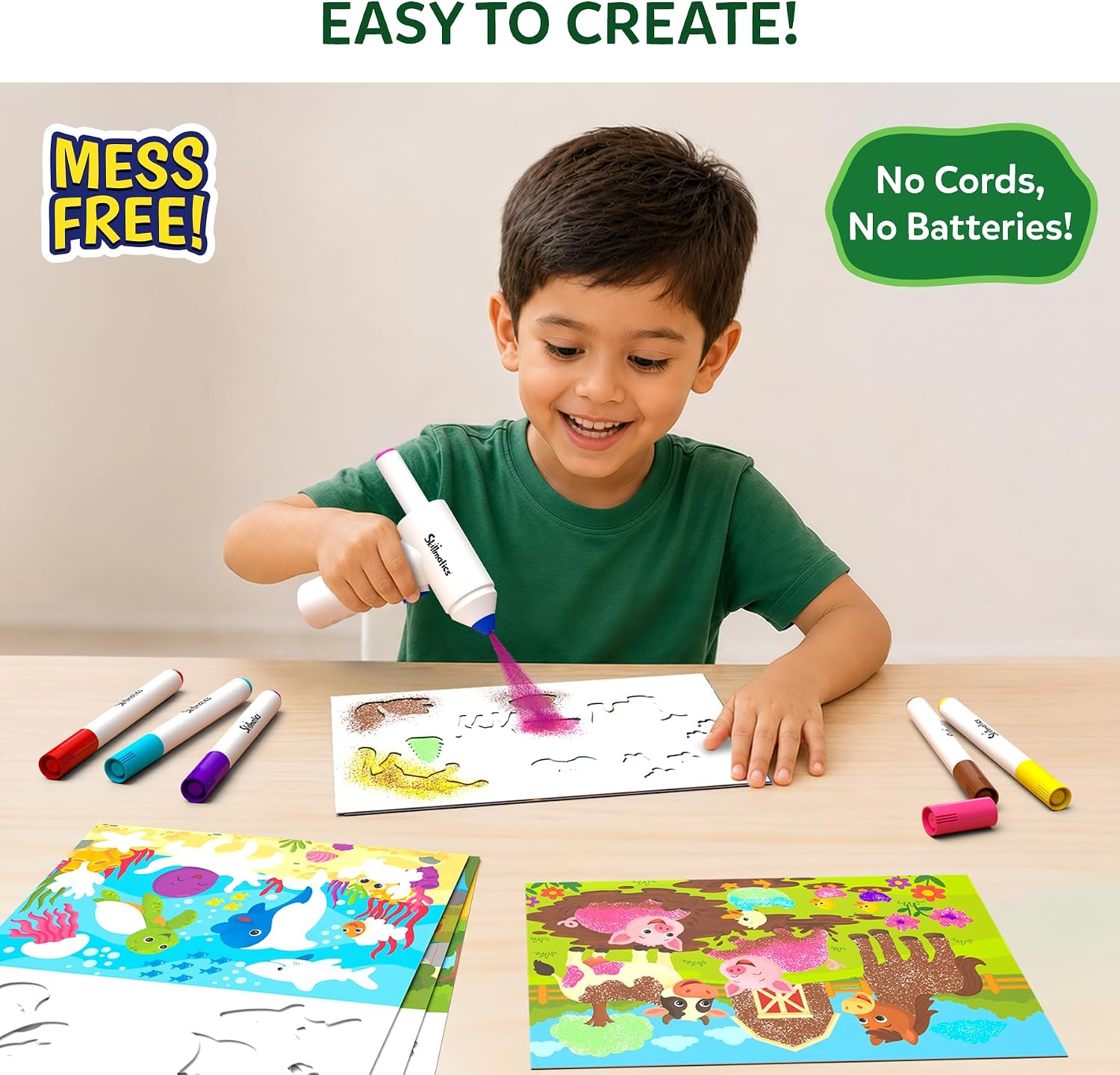 Detalle 2 de Skillmatics Spraybrush Art – Magical Reveal Animal Spray Art Kit
