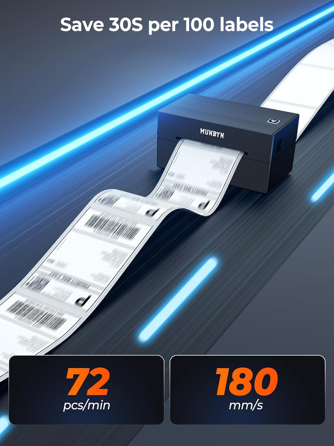 Detalle de MUNBYN 130B Bluetooth Thermal Label Printer 4x6