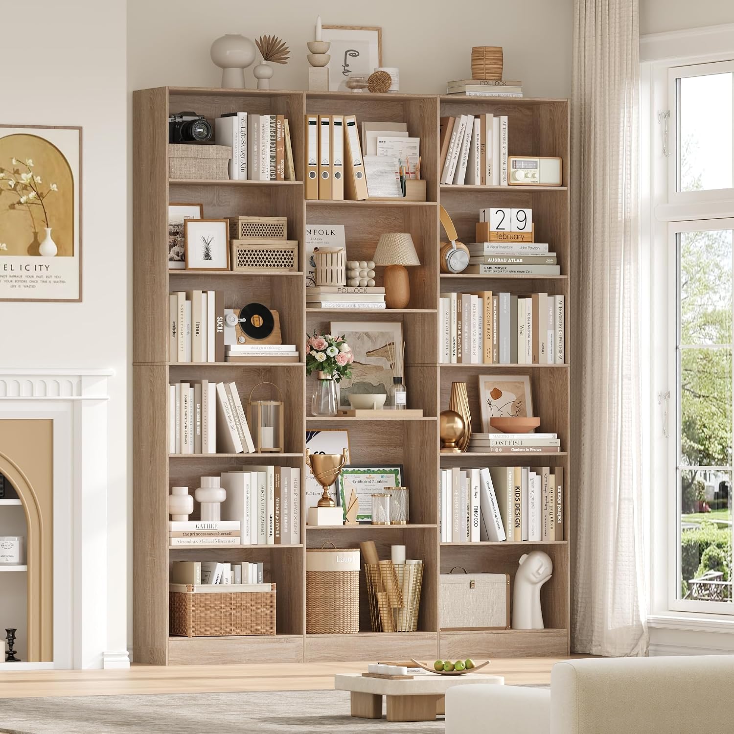 Detalle de FirFurd e Oak-Colour Bookcase, 17 Compartments, 188cm Freestanding