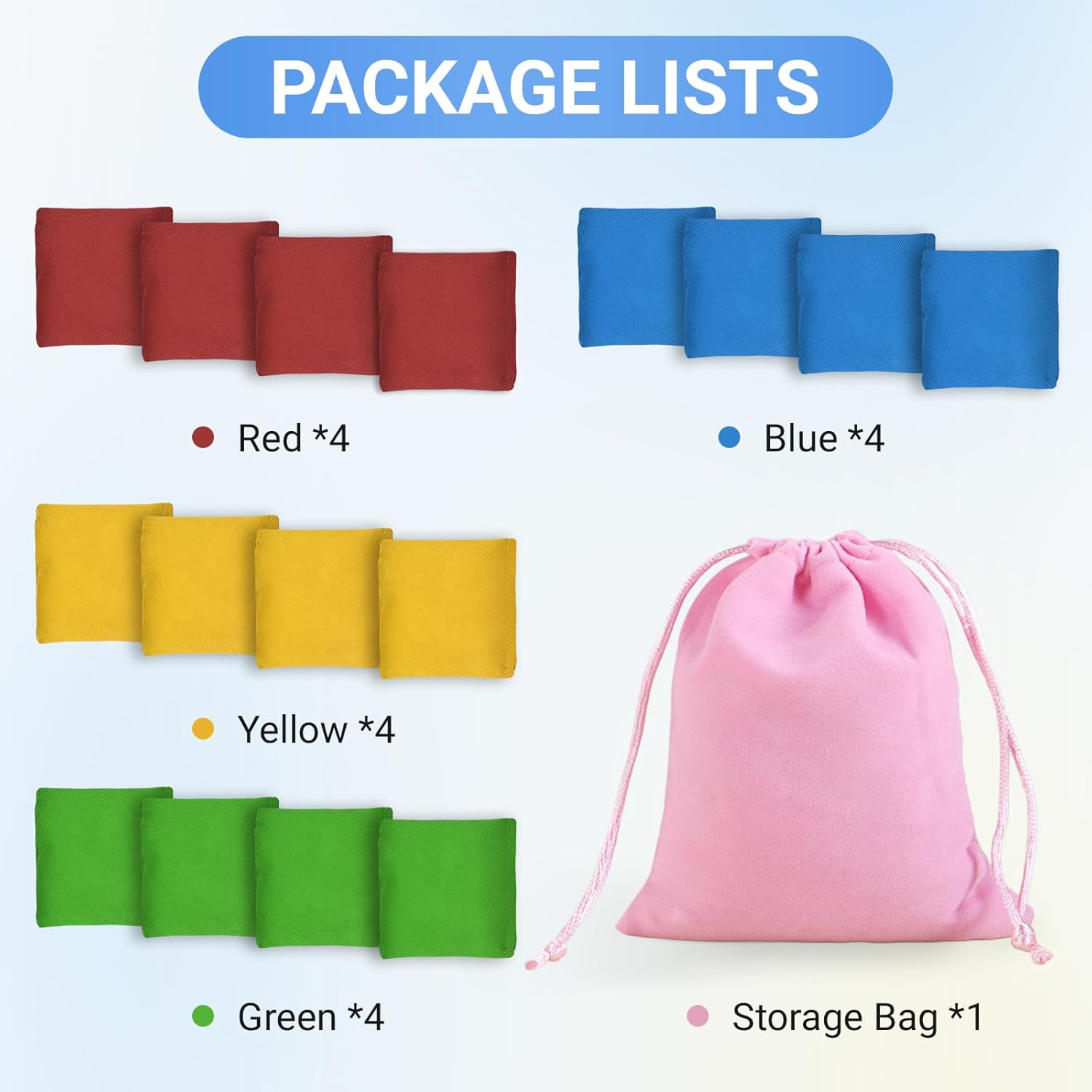 Detalle de FOVVZDIL Bean Bags Kids Throwing – 10x10cm 16-Pack Mini Toss Bags for Indoor and Outdoor Games