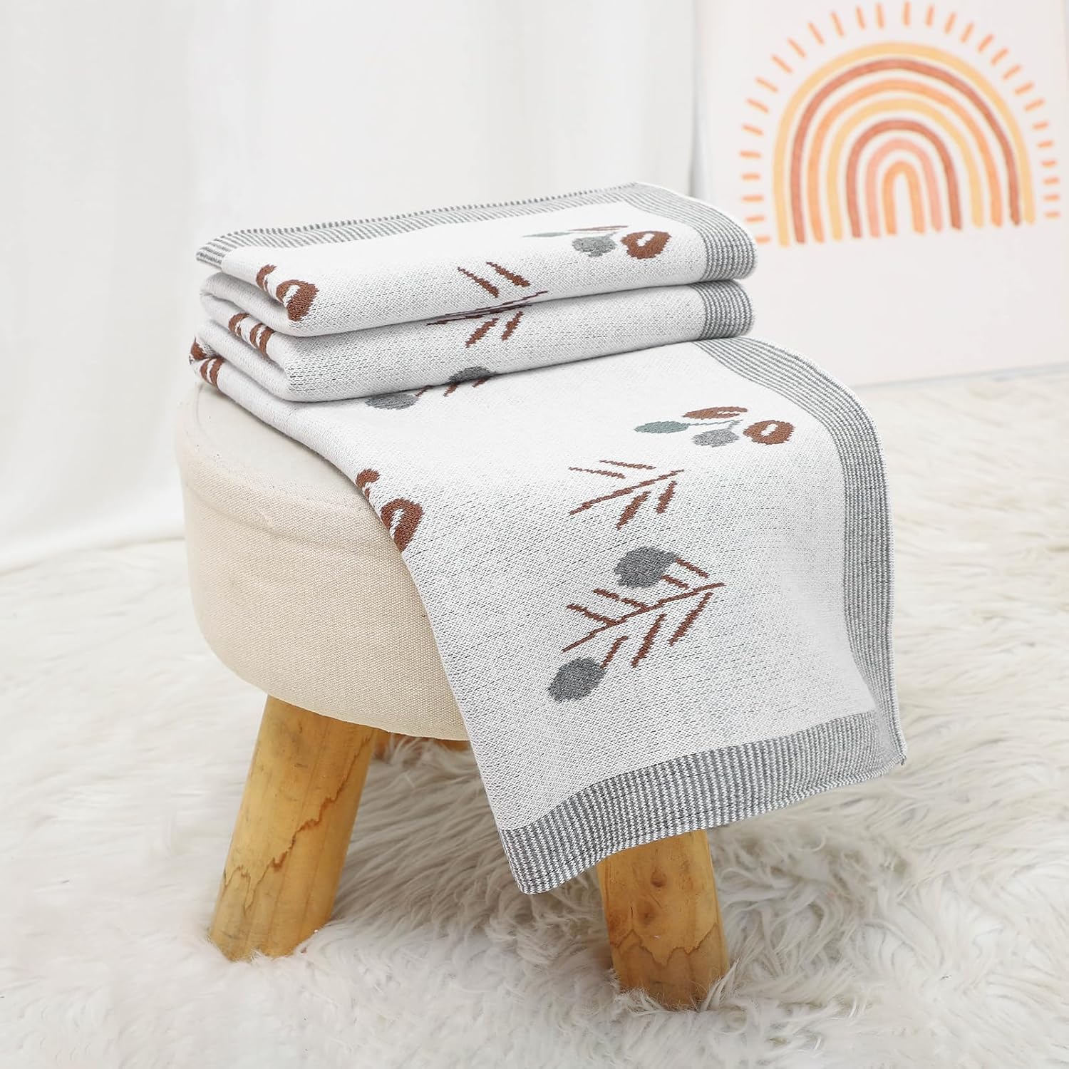 Thumbnail 4 de 100% cotton newborn baby blanket by DovFanny (100 x 80 cm) for prams, Moses baskets and swaddling