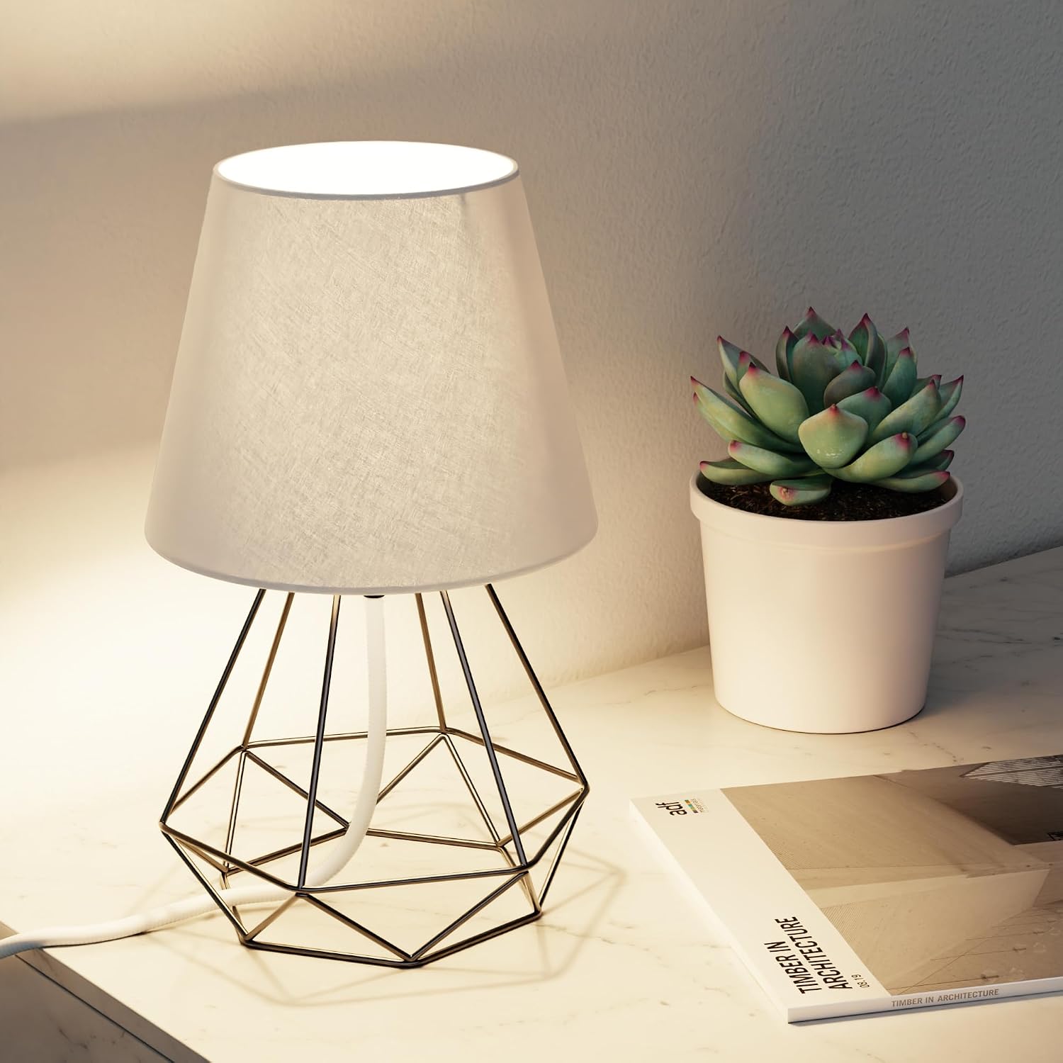 Detalle de ledscom.de Pantalla de tela blanca Ø200 mm: estilo universal para luminarias E27/E14