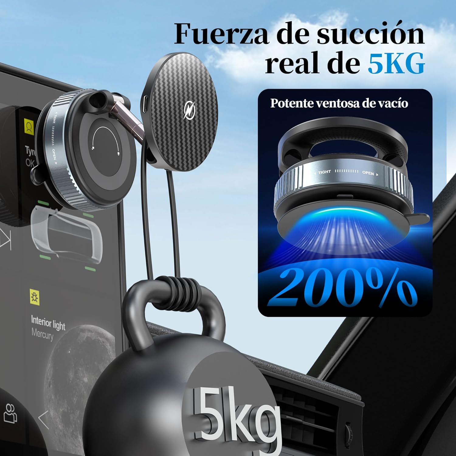 Thumbnail 5 de PlusAcc soporte magnético 15 W para coche