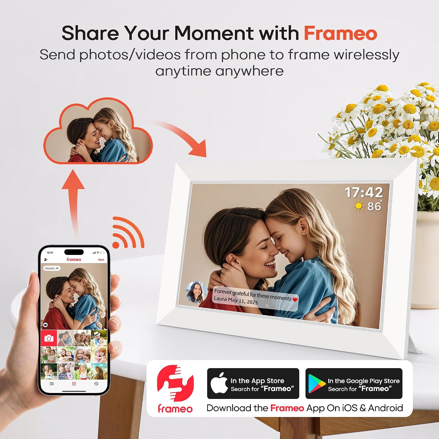 Thumbnail 1 de Miroir 10.1 Inch WiFi Digital Photo Frame