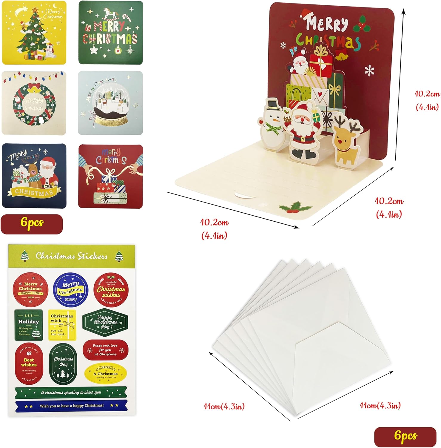 Thumbnail 1 de Xcdhemde Set di 6 Biglietti Natale 3D Pop-up con Buste e Adesivi