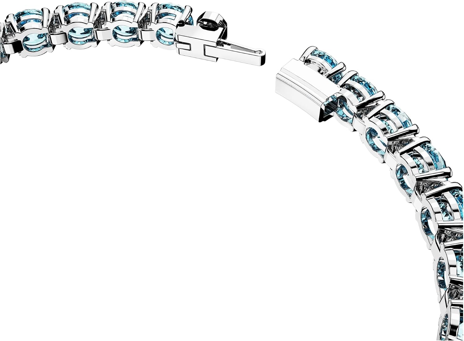 Detalle de Swarovski Braccialetto Matrix Tennis, Taglio Round, Blu – Placcato Rodio