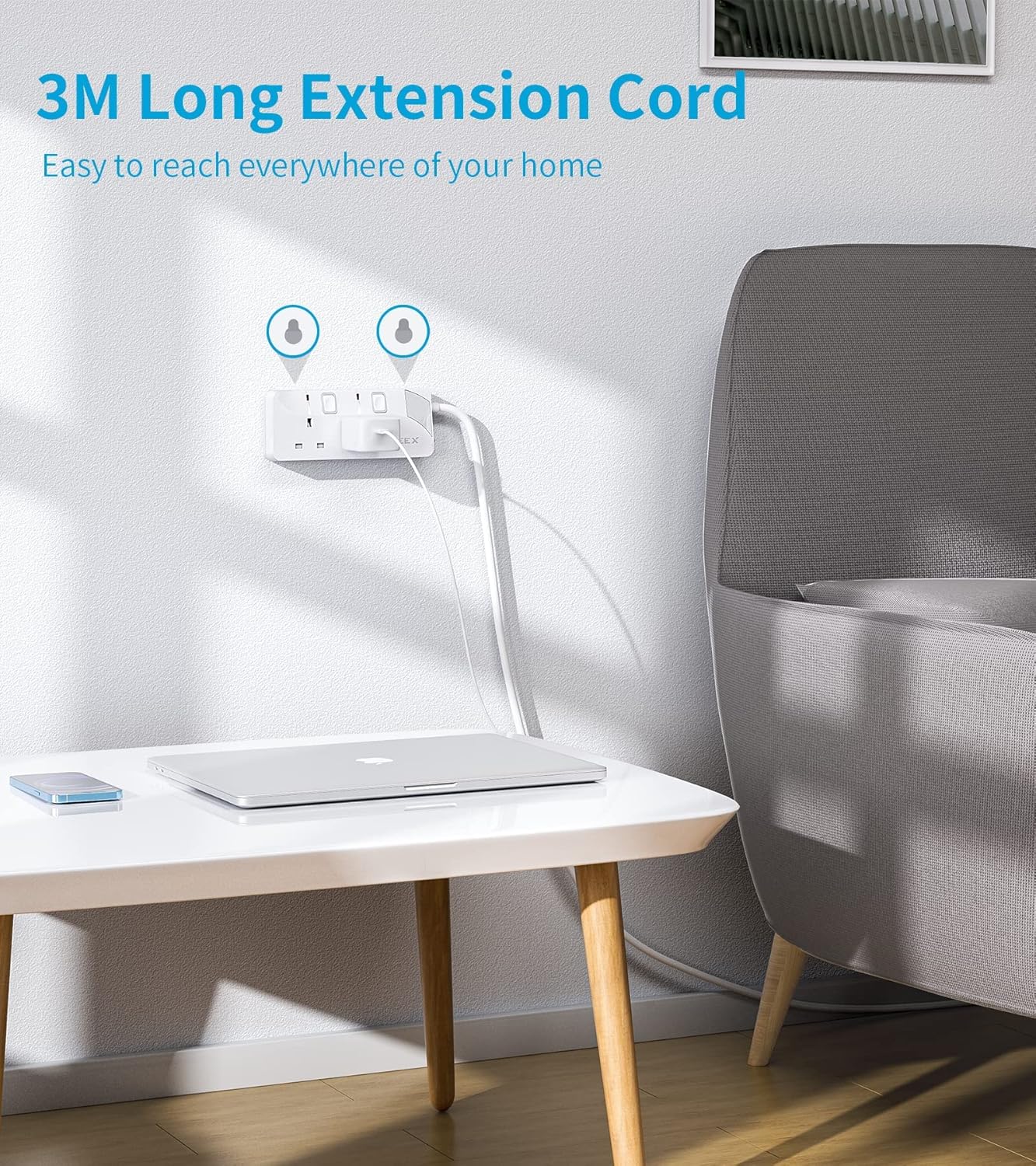 Thumbnail 4 de PIBEEX Extension Lead 2 Way Plug Sockets with Individual Switches