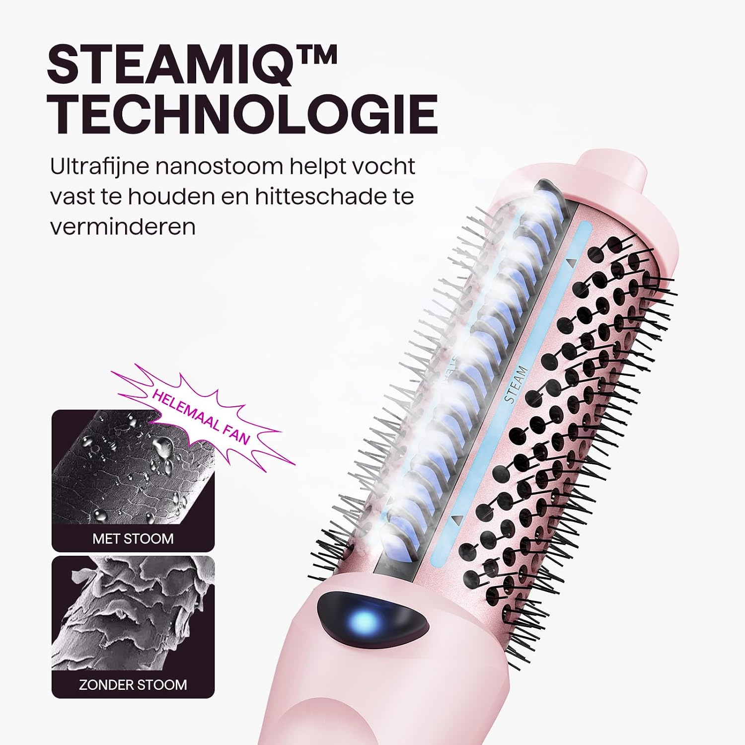 Detalle de Wavytalk Steamlift Pro stoom-volumeborstel, 40 mm, 5 standen