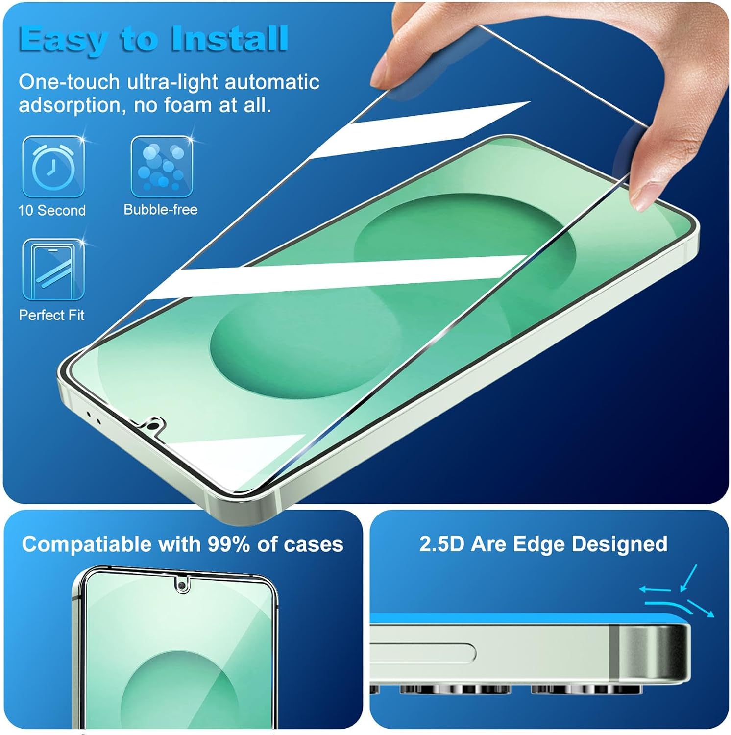 Detalle de firtstnow 3 Pack Tempered Glass + 3 Pack Camera Lens Protector for Samsung Galaxy S25 Plus (6.7")