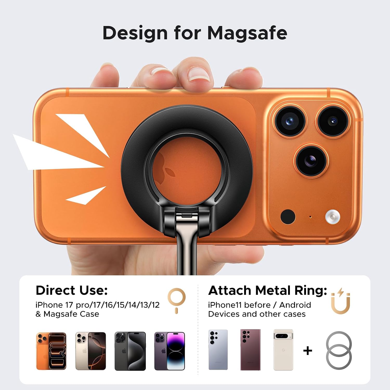 Detalle de UGREEN 95371 Magnetic Mobile Phone Stand, 360° Rotatable and Foldable