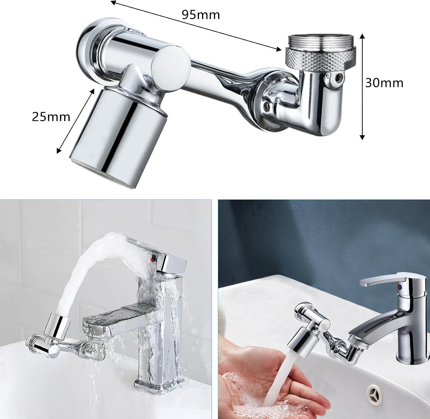 Detalle 2 de Drehbarer Wasserhahn Aufsatz 1080° đ°