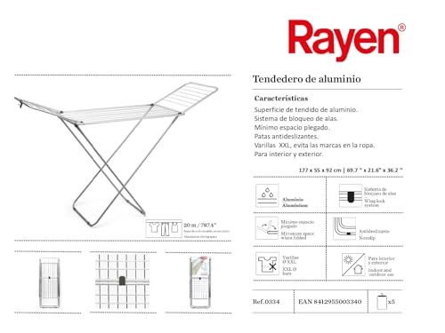 Thumbnail 6 de Rayen Tendedero de Aluminio con 20 Metros de superficie, plegable y antideslizante