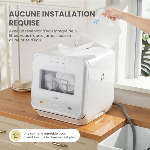 Detalle de COMFEE' Mini Lave-vaisselle de Comptoir 6 Programmes – Blanc (CDWMTO201D(W))