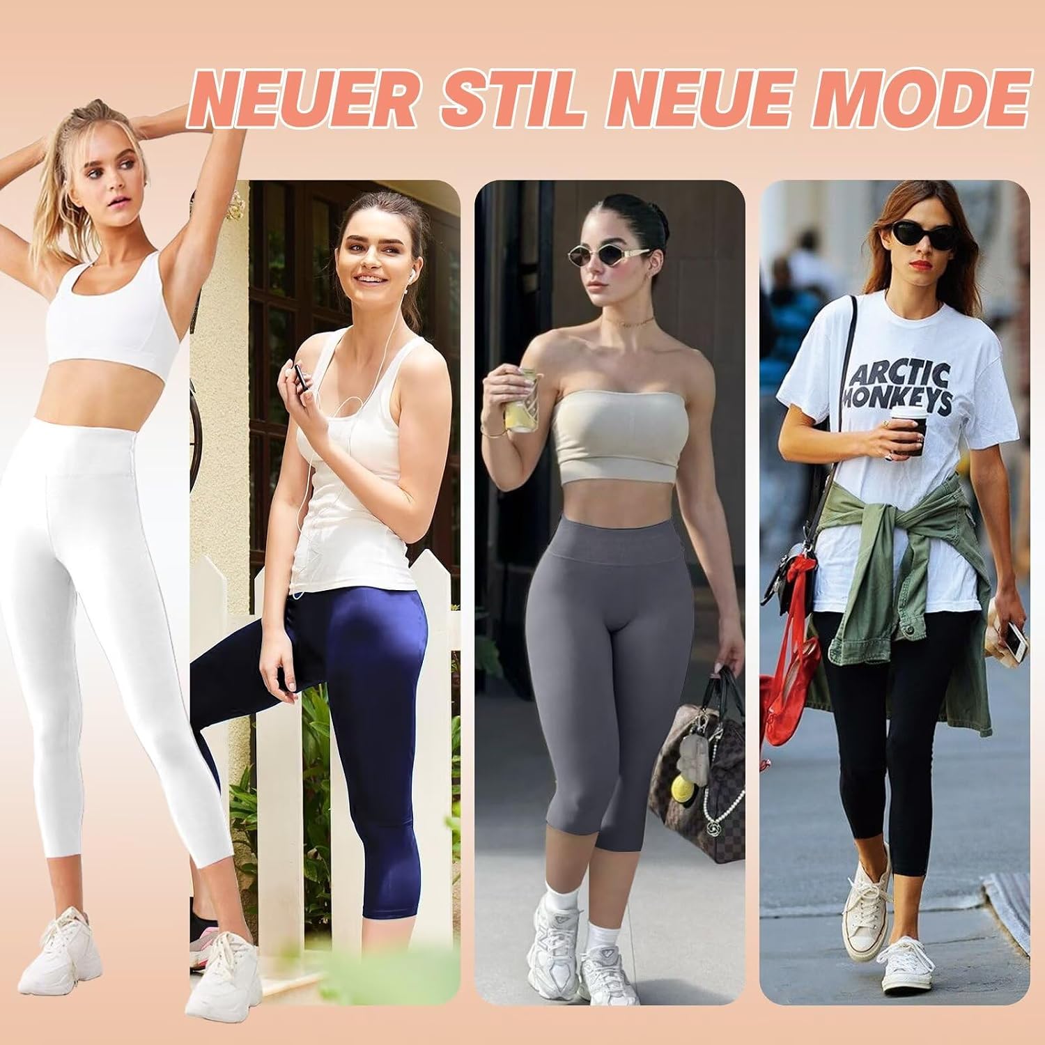 Detalle 2 de TNNZEET 3/4 Leggings Damen Capri – High Waist, 7/8 Sporthose für Gym