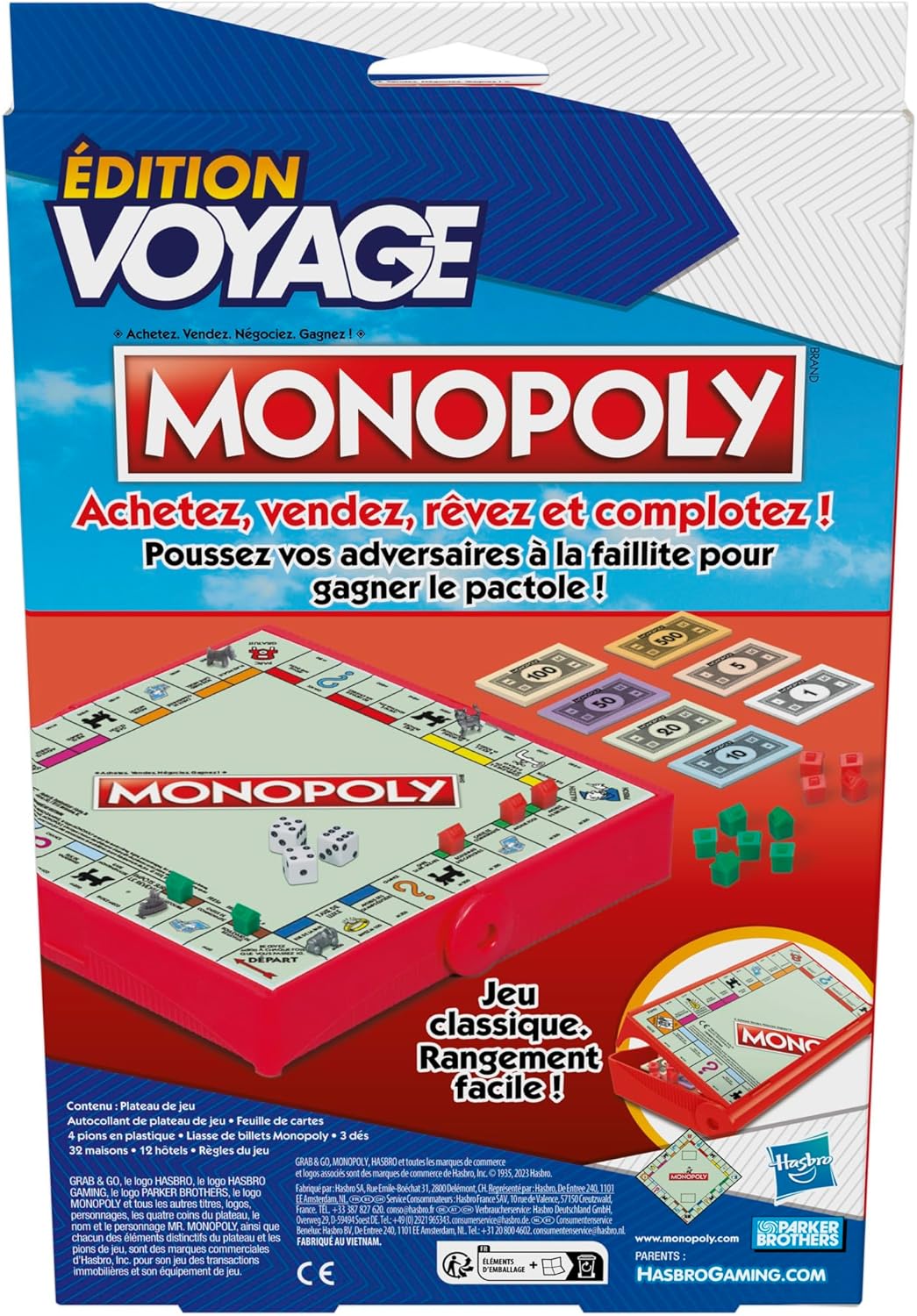 Thumbnail 4 de Monopoly Reise-Edition – Tragbares Brettspiel für 2–4 Spieler (ab 8 Jahren) – französische Version