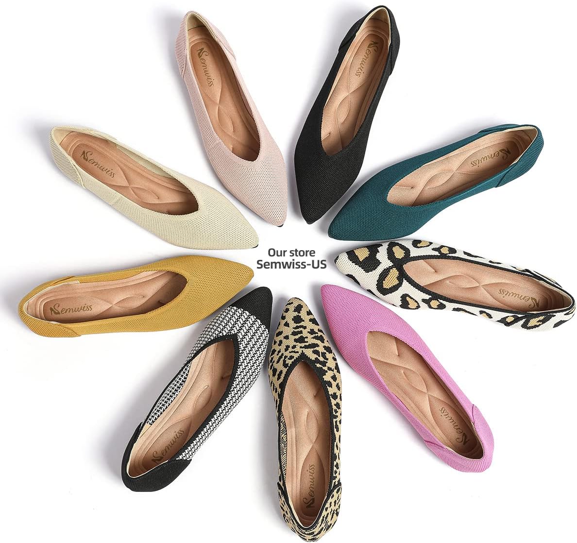 Thumbnail 3 de Semwiss Women's Ballet Flats: Comfortable Pointed-Toe Leopard Flats for Work & Casual Wear