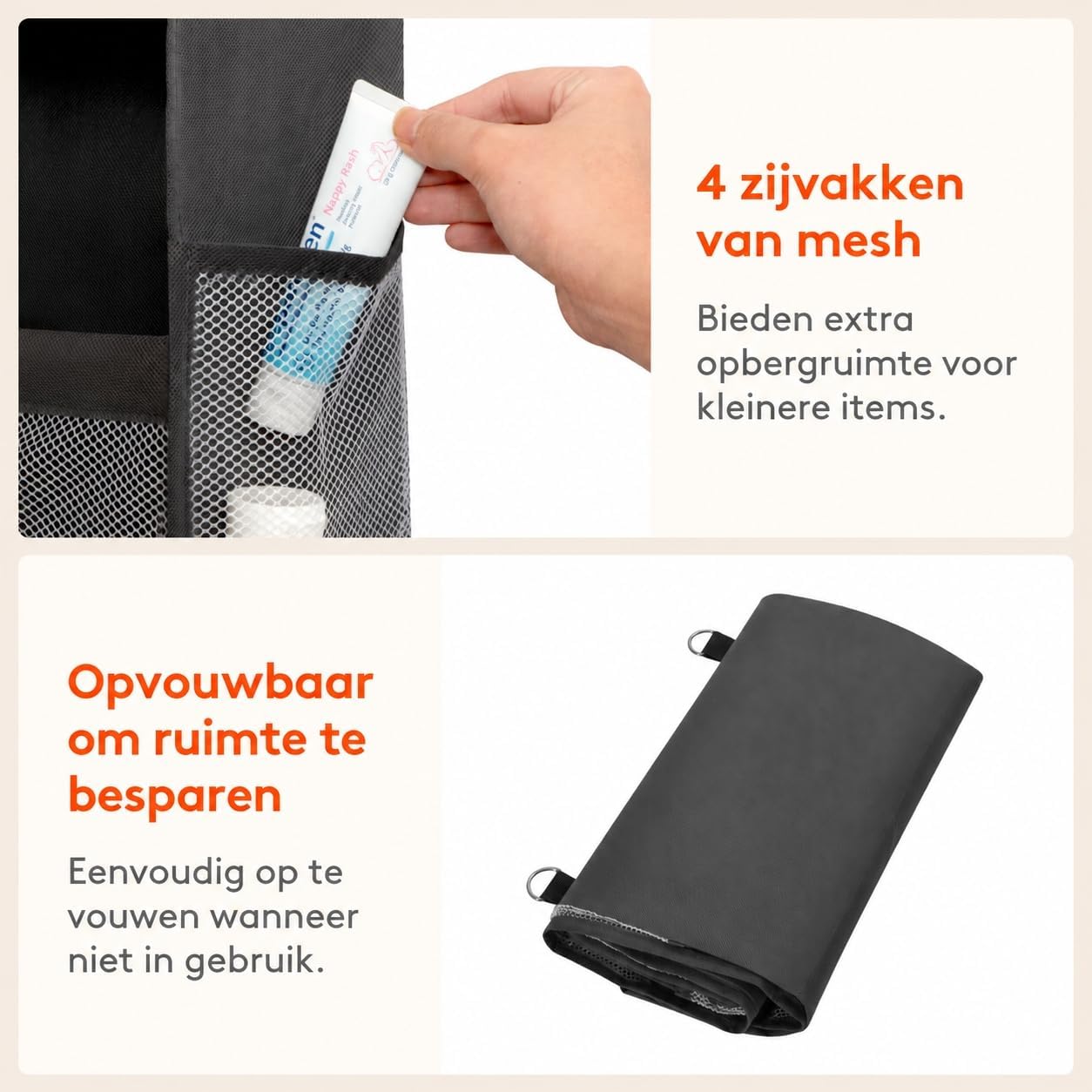 Detalle 2 de Lifewit 25122 hangende opbergorganizer met 4 vakken en 4 zijvakken, grijs
