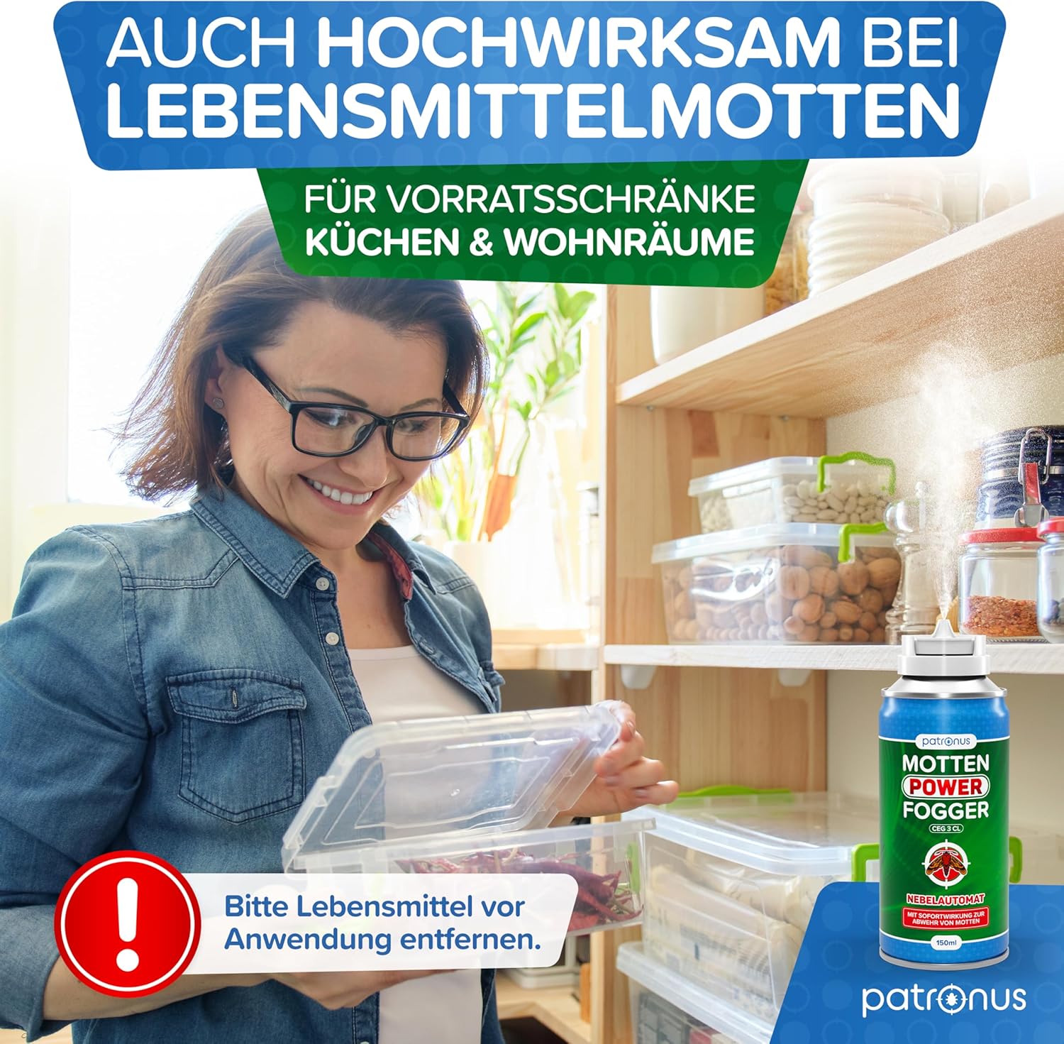 Thumbnail 3 de Patronus Motten Power Fogger – 2x 150 ml, effektiver Sofortschutz gegen Kleidermotten und Lebensmittelmotten