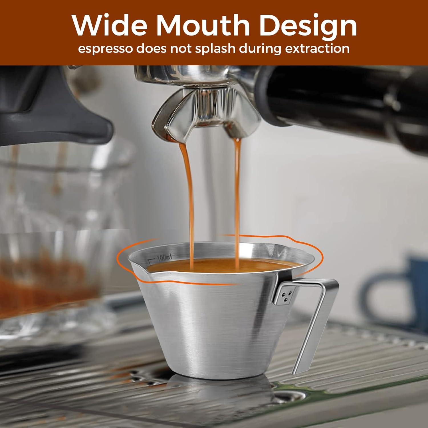 Detalle de Carrottimes 1Pc Stainless Steel Espresso Cup with Dual Scale and Double Spout