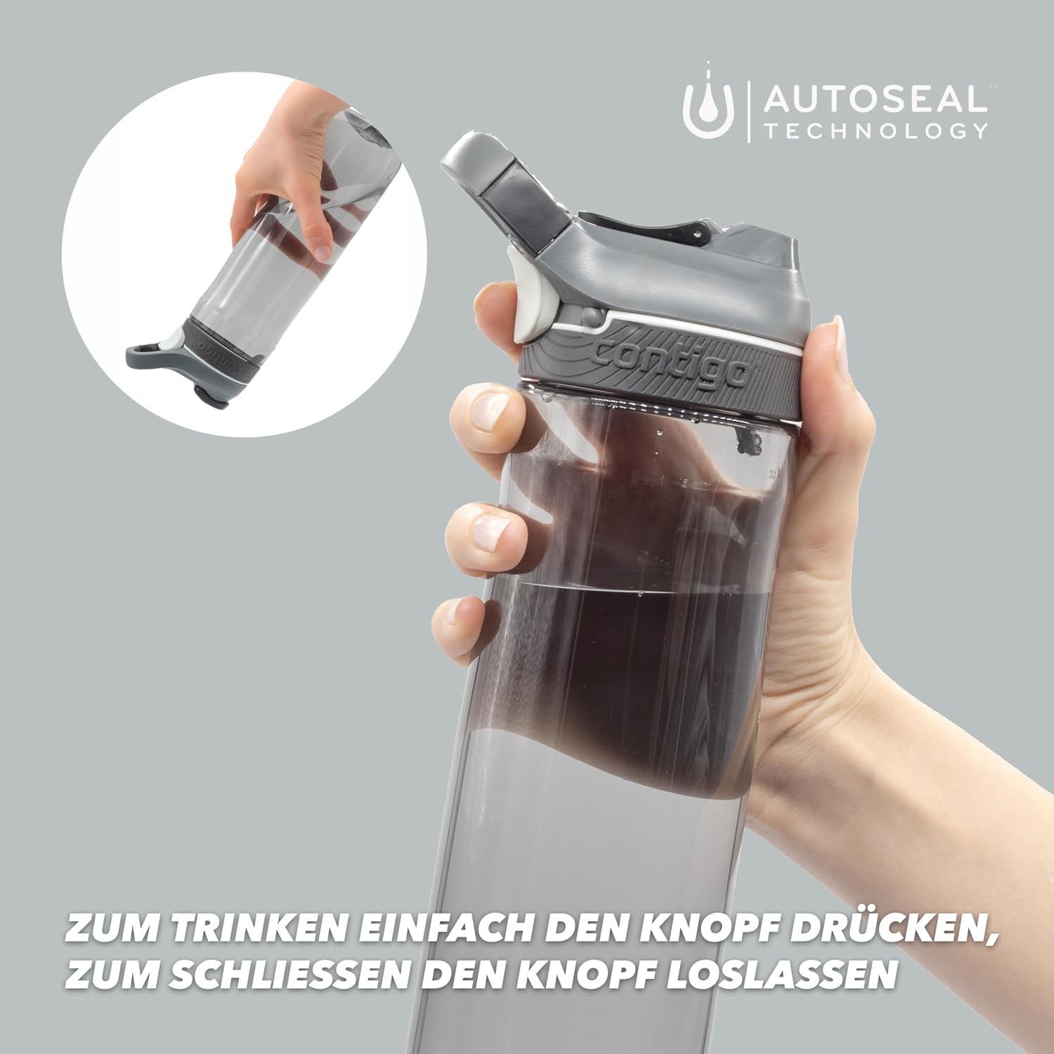 Detalle de Contigo Cortland Autoseal Trinkflasche mit 720 ml, BPA-frei und auslaufsicher