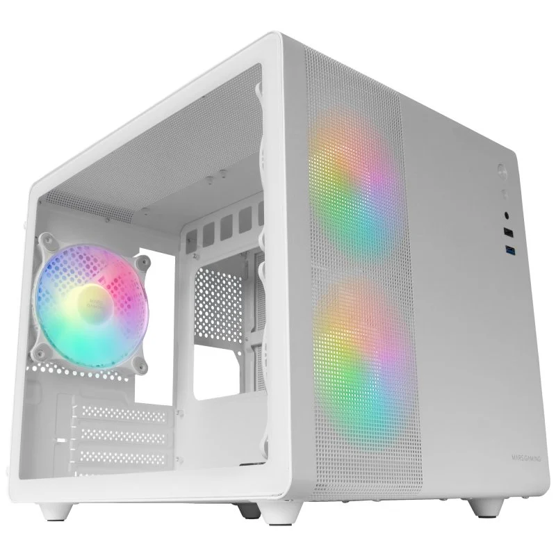 Detalle de Mars Gaming MC-400 FRGB MicroATX: caja compacta con cristal templado blanca