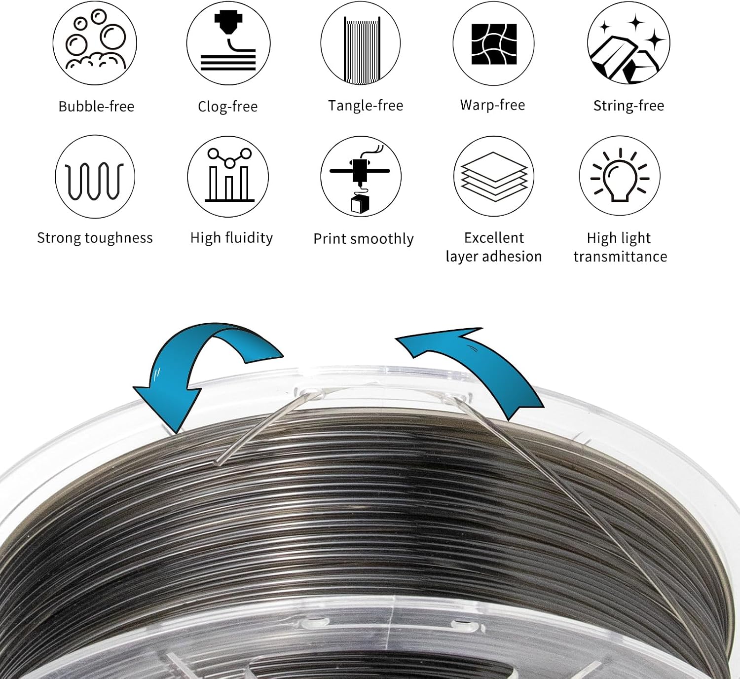 Thumbnail 5 de IEMAI PETG Filament 1,75 mm – Transparent Rauchgrau, 1 kg, Hochgeschwindigkeits-Druck