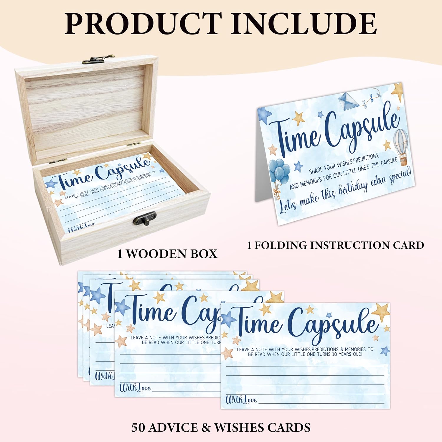 Detalle de Baby Shower Keepsake Box with 50 Advice Cards