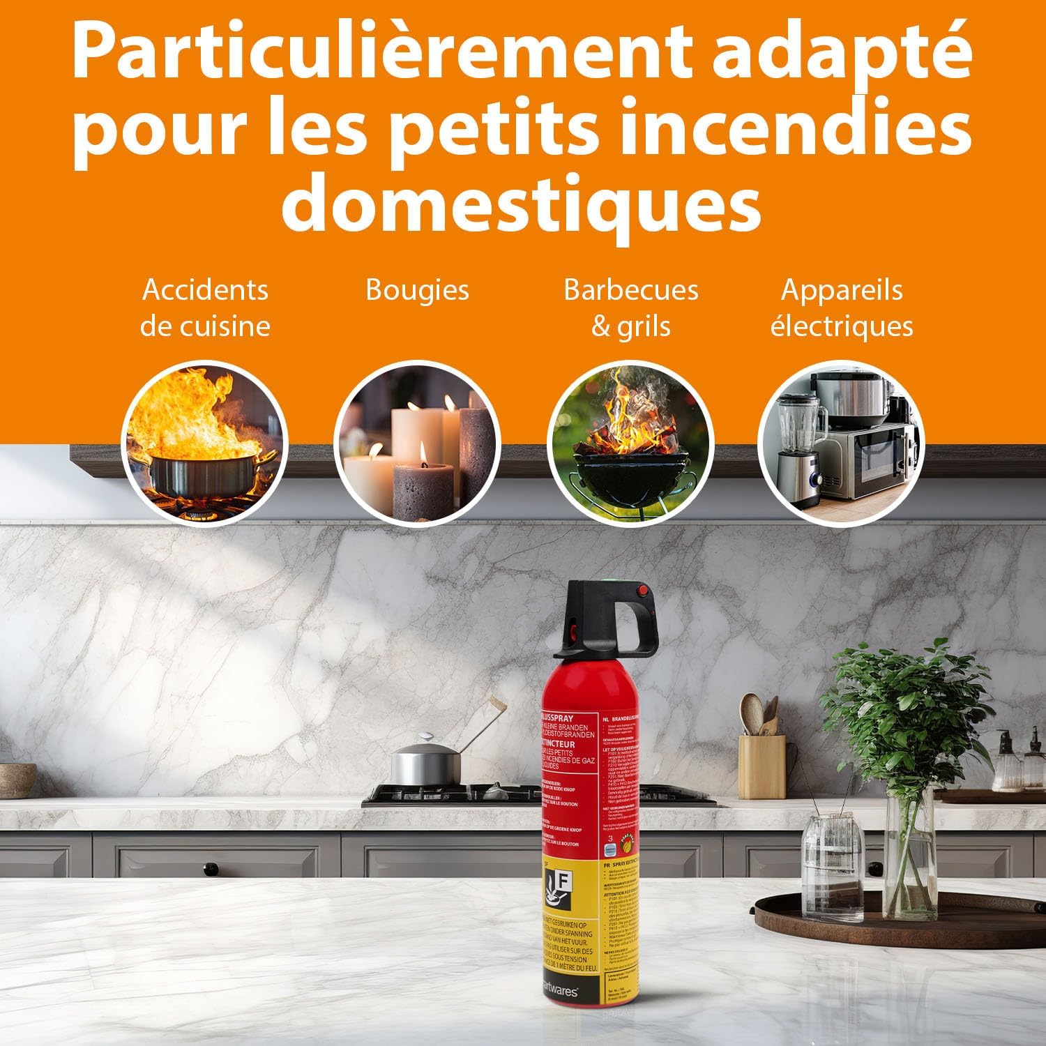 Thumbnail 4 de Smartwares Extincteur Spray FEX-15371 – 750 ml, feux de classe A et F, utilisable au bureau, à la maison ou en cuisine
