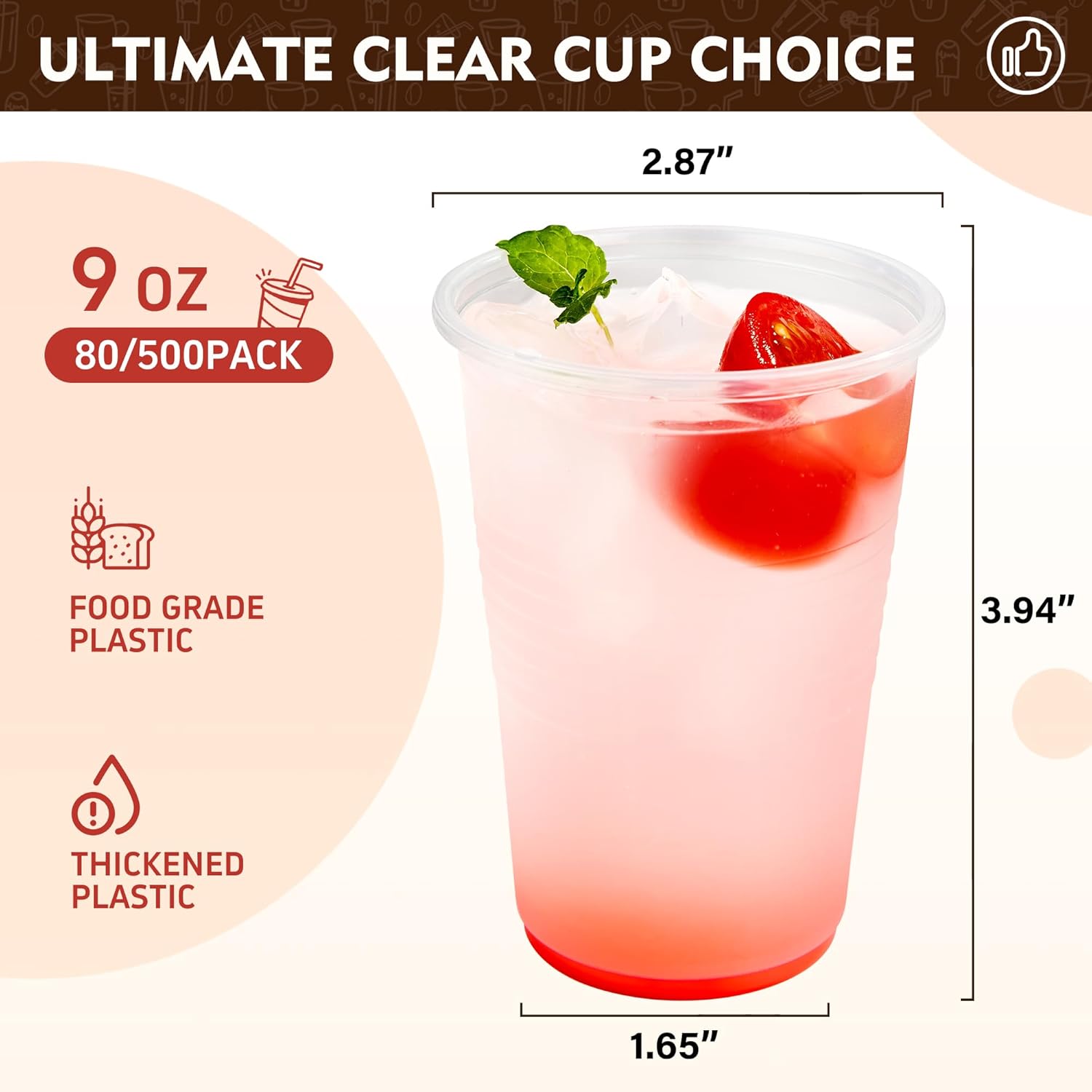 Detalle 2 de YEEHAW 9 oz Plastic Cups 500-Pack 🥤