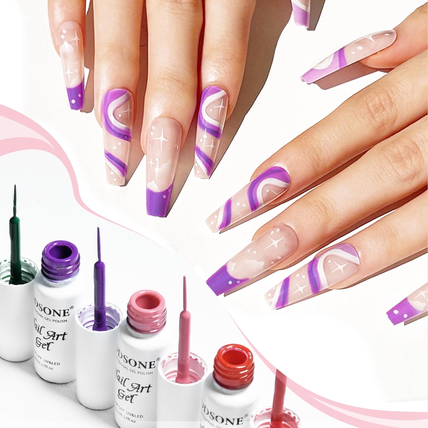 Thumbnail 4 de JODSONE 10pcs Nail Art Gel Liner Set with Thin 3D Effect Detail Pens