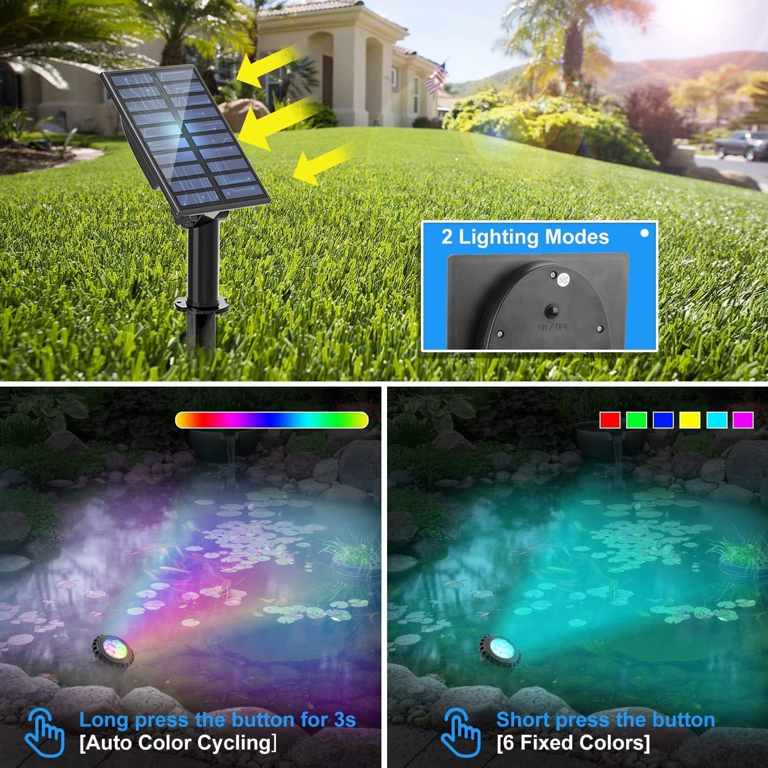Thumbnail 3 de NATPOW Solar Pond Light, Underwater RGB Colour Changing 2-in-1