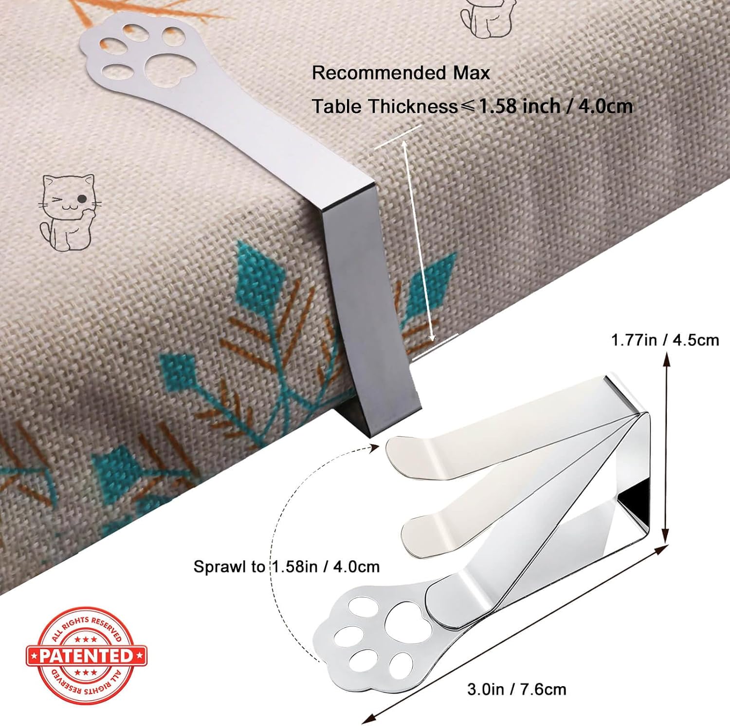 Detalle 2 de CUNGLIN Tablecloth Clips 10 Pack: Claw-Shape, Heavy-Duty Stainless Steel for Outdoor Tables