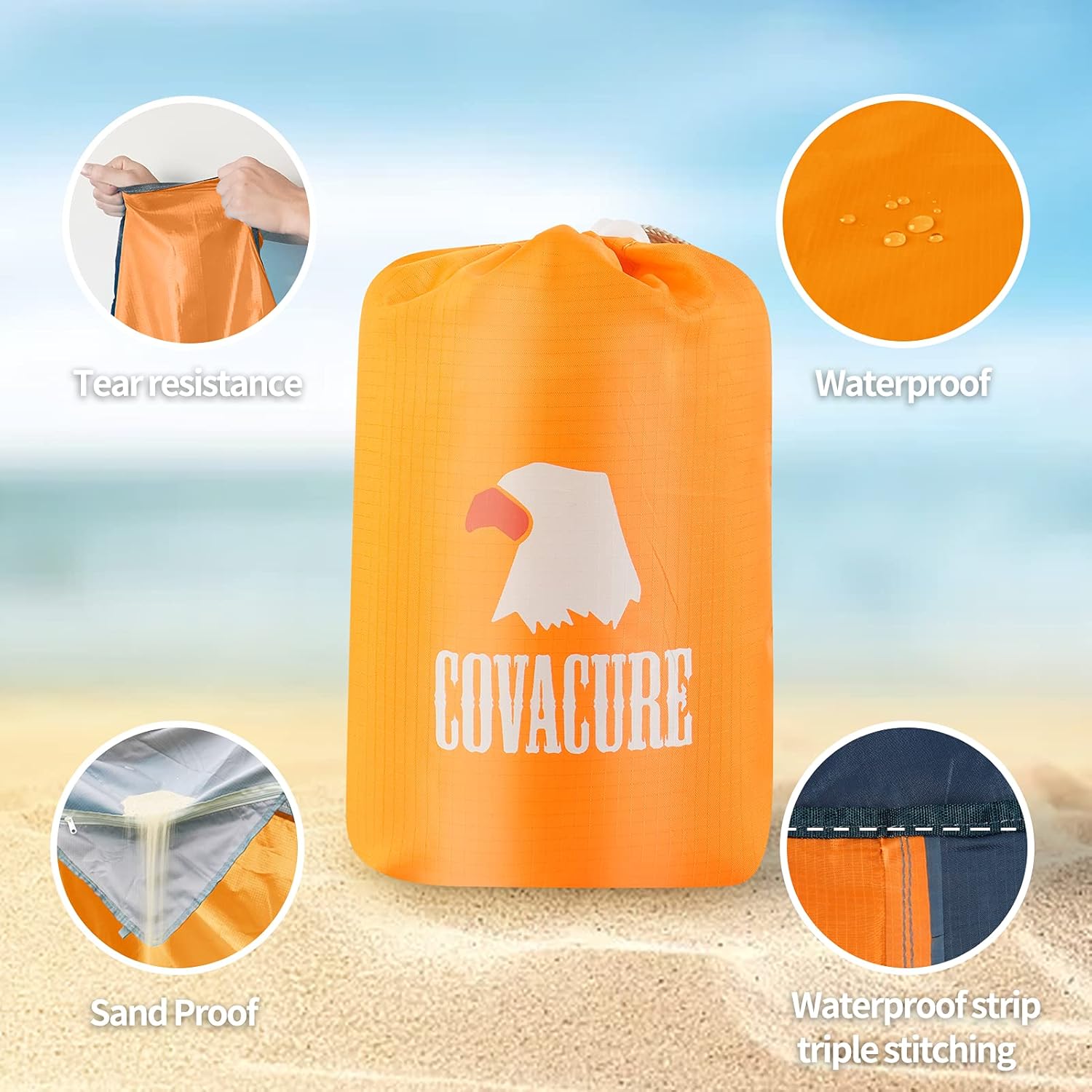 Detalle de COVACURE Beach blanket mat 210 x 200cm