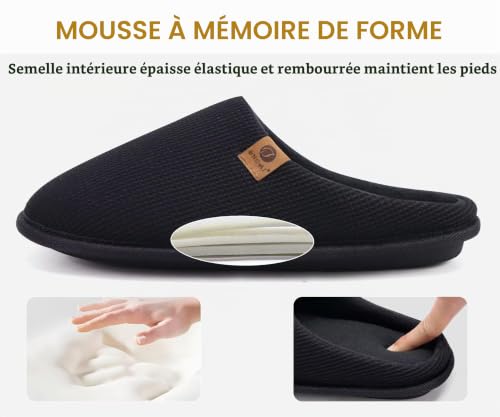 Detalle 1 de ONCAI chaussons homme d’hiver, taille 47, mousse à mémoire de forme
