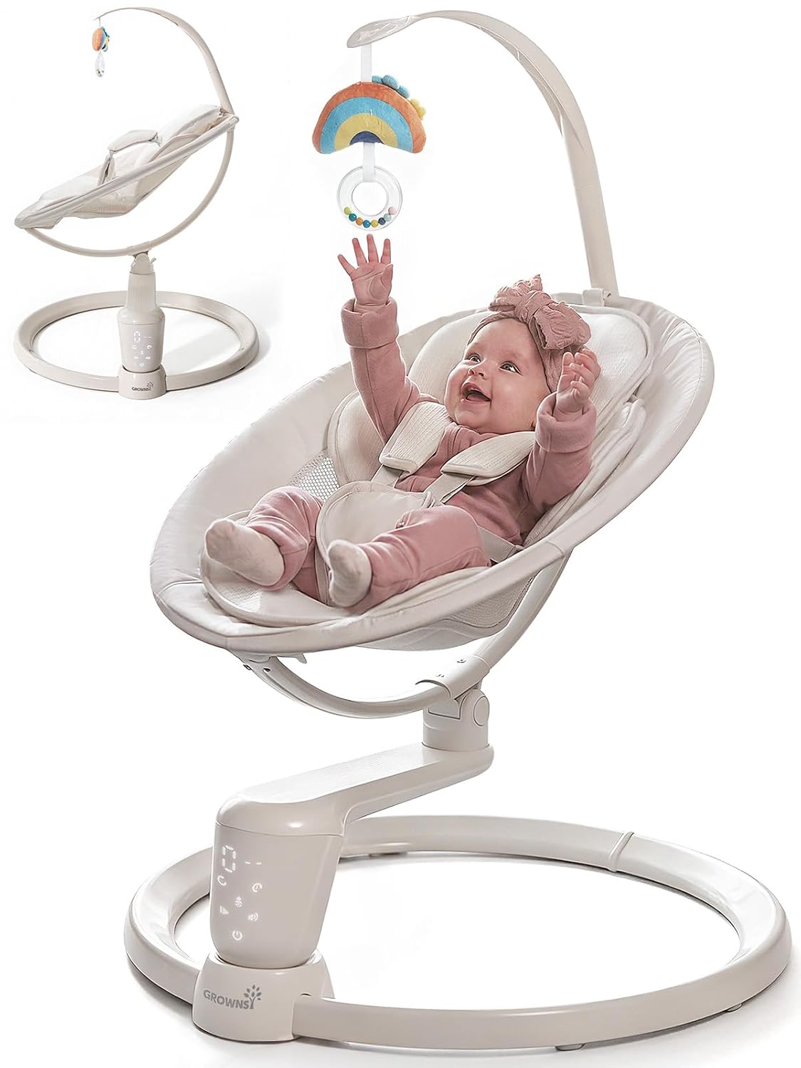 Detalle de Grownsy Baby Swing for Infants, Dual Motion, 5 Speeds & 270° Rotation