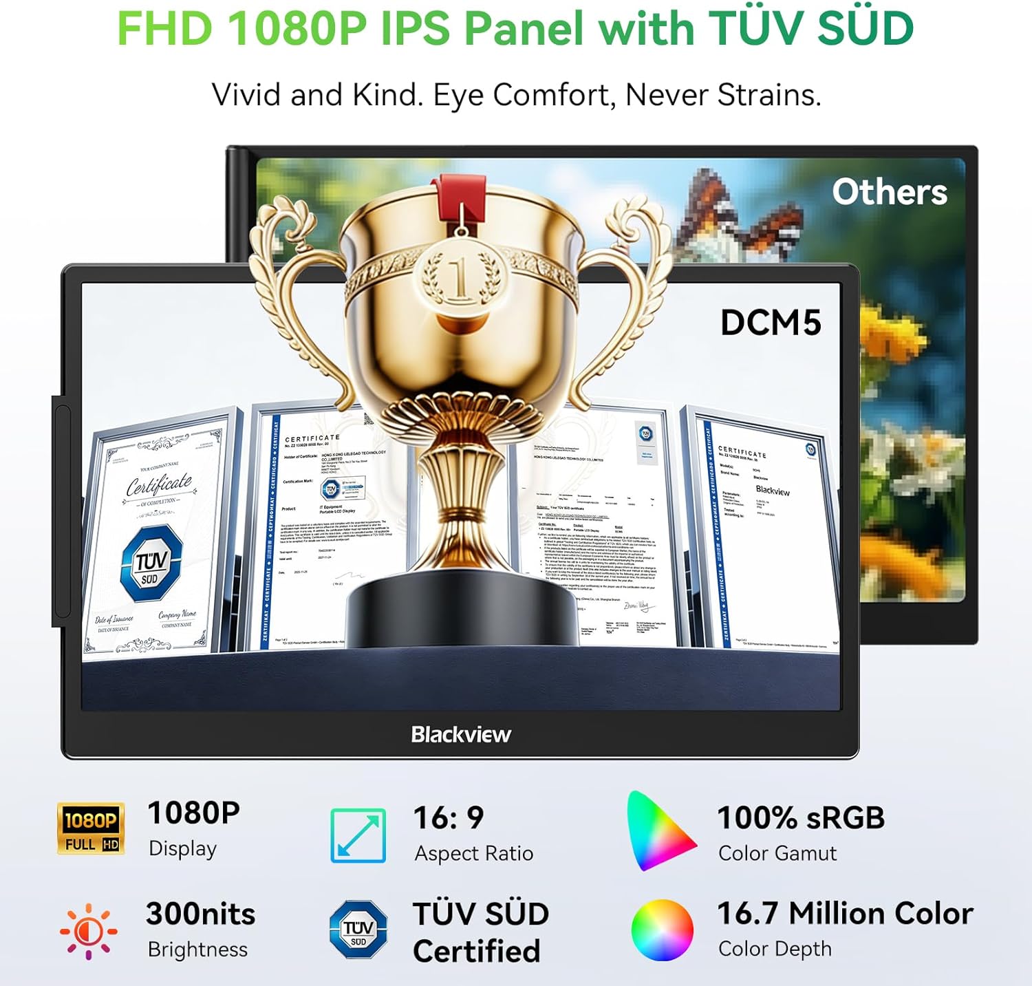 Detalle 2 de Blackview 14" Laptop Screen Extender (Triple Screen) – Portable FHD Monitor with USB-C Plug & Play