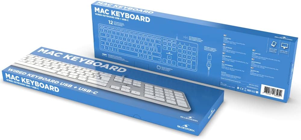 Thumbnail 6 de Bluestork Clavier Français AZERTY Filaire pour Mac — touches concaves silencieuses, 13 raccourcis multimédia, USB/USB-C
