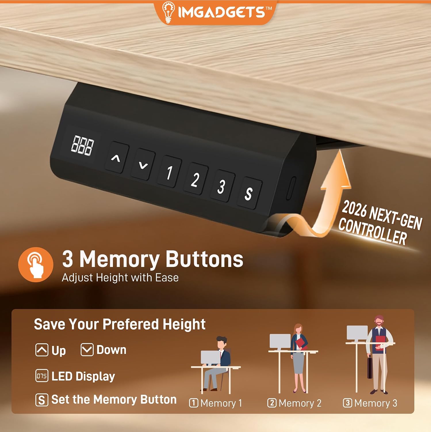 Thumbnail 5 de IMGadgets L shaped desk Electric L-Shaped Standing Desk, 63" x 55", Dual Motor